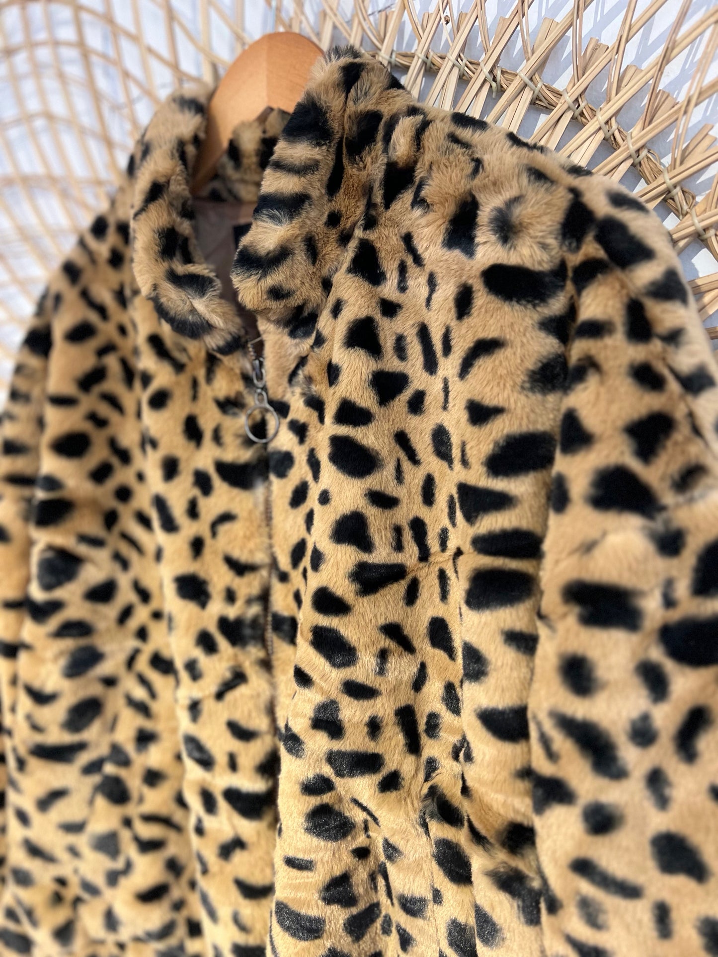 L Leopard Sherpa Bomber Jacket