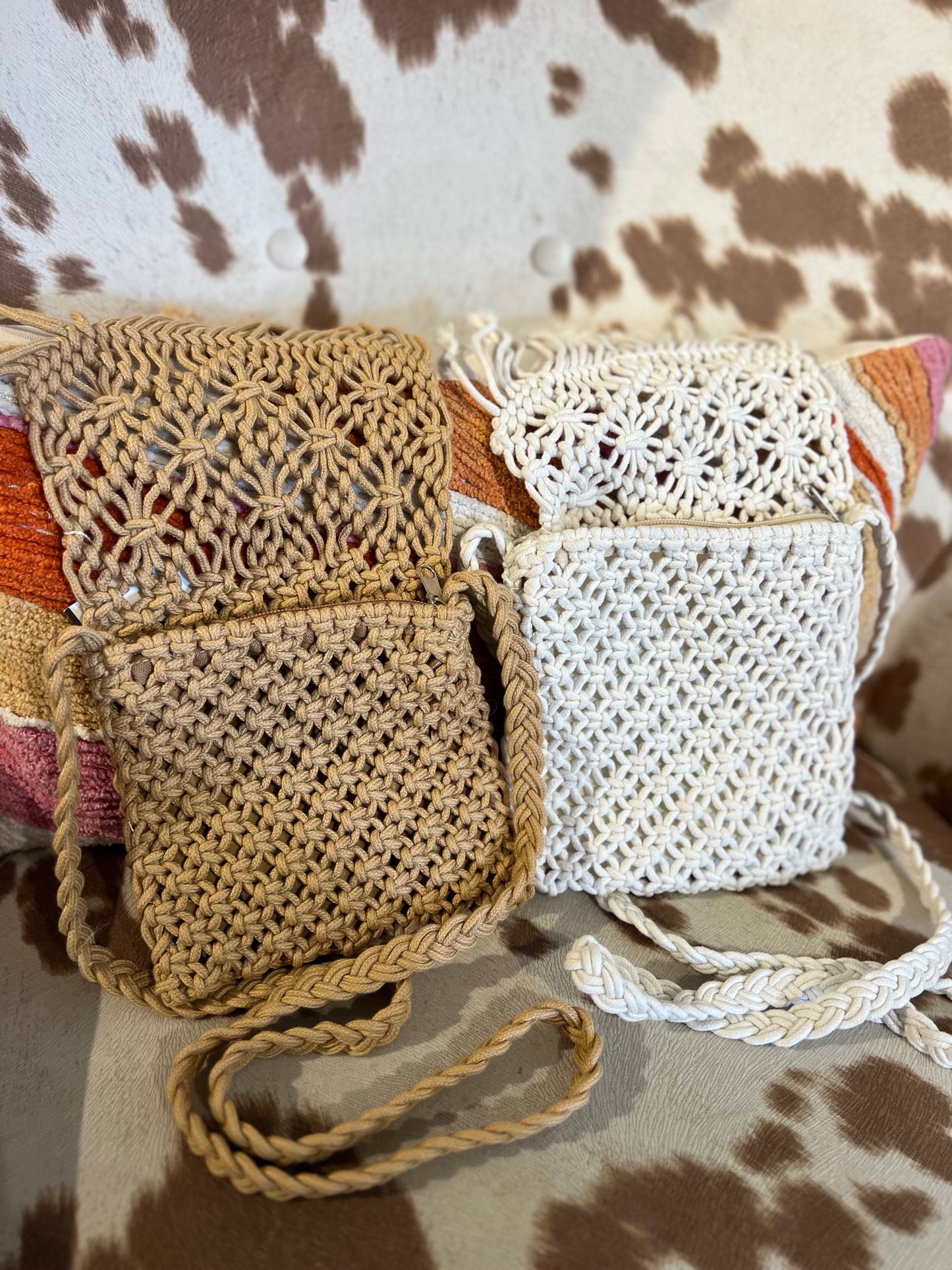 Boho Macrame Fringe Crossbody Purse