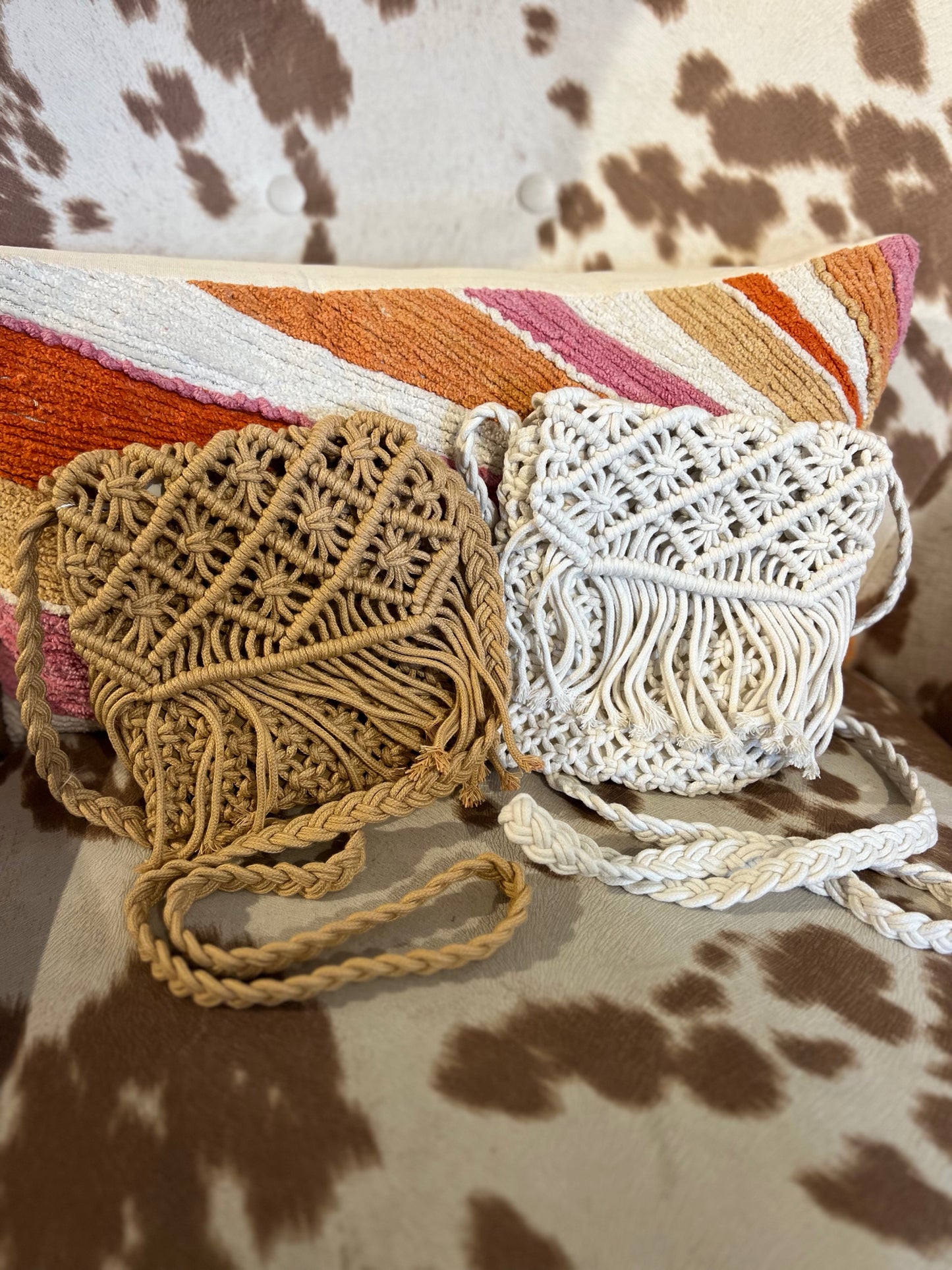 Boho Macrame Fringe Crossbody Purse