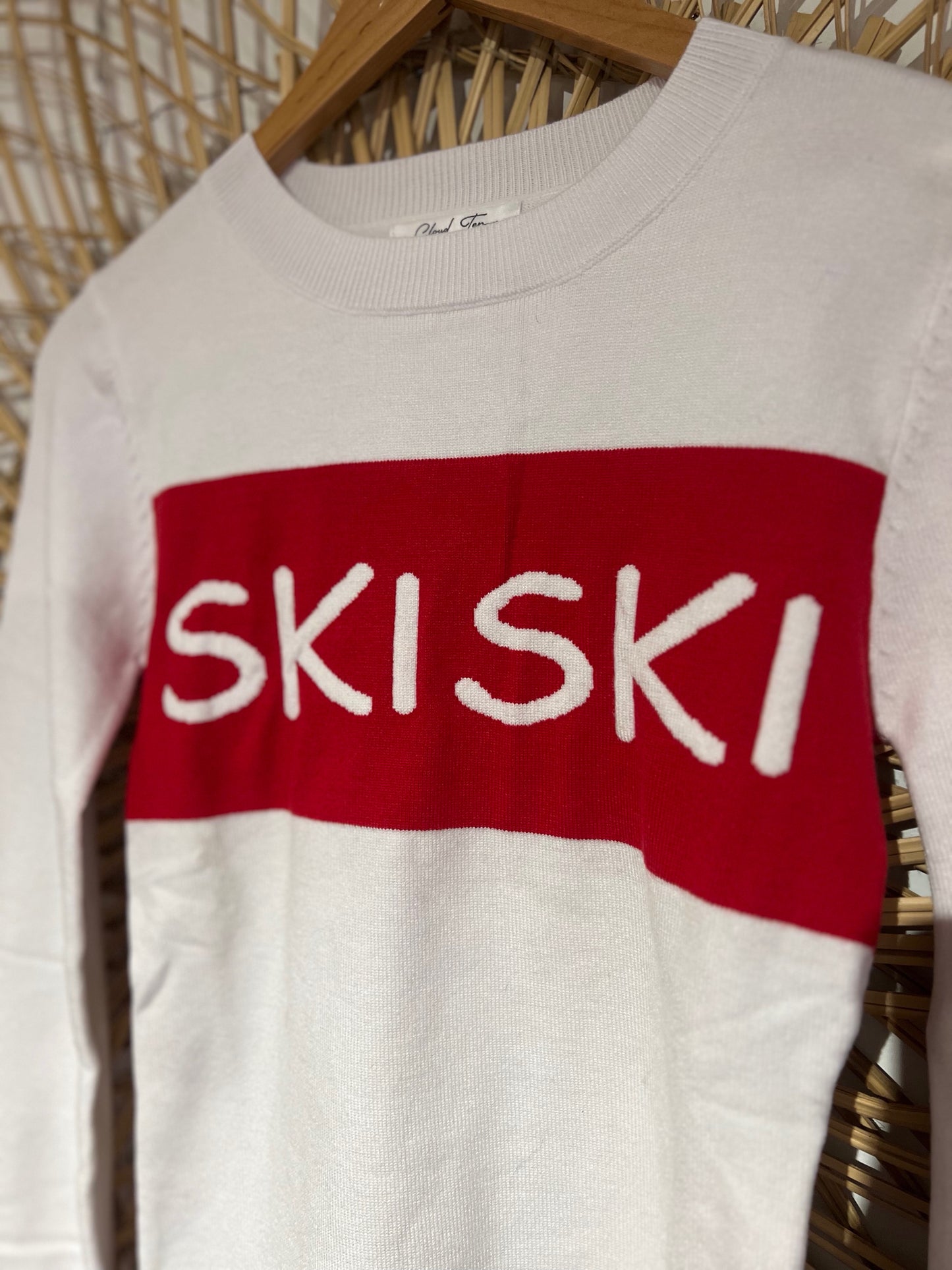 S Red/White Ski Sweater