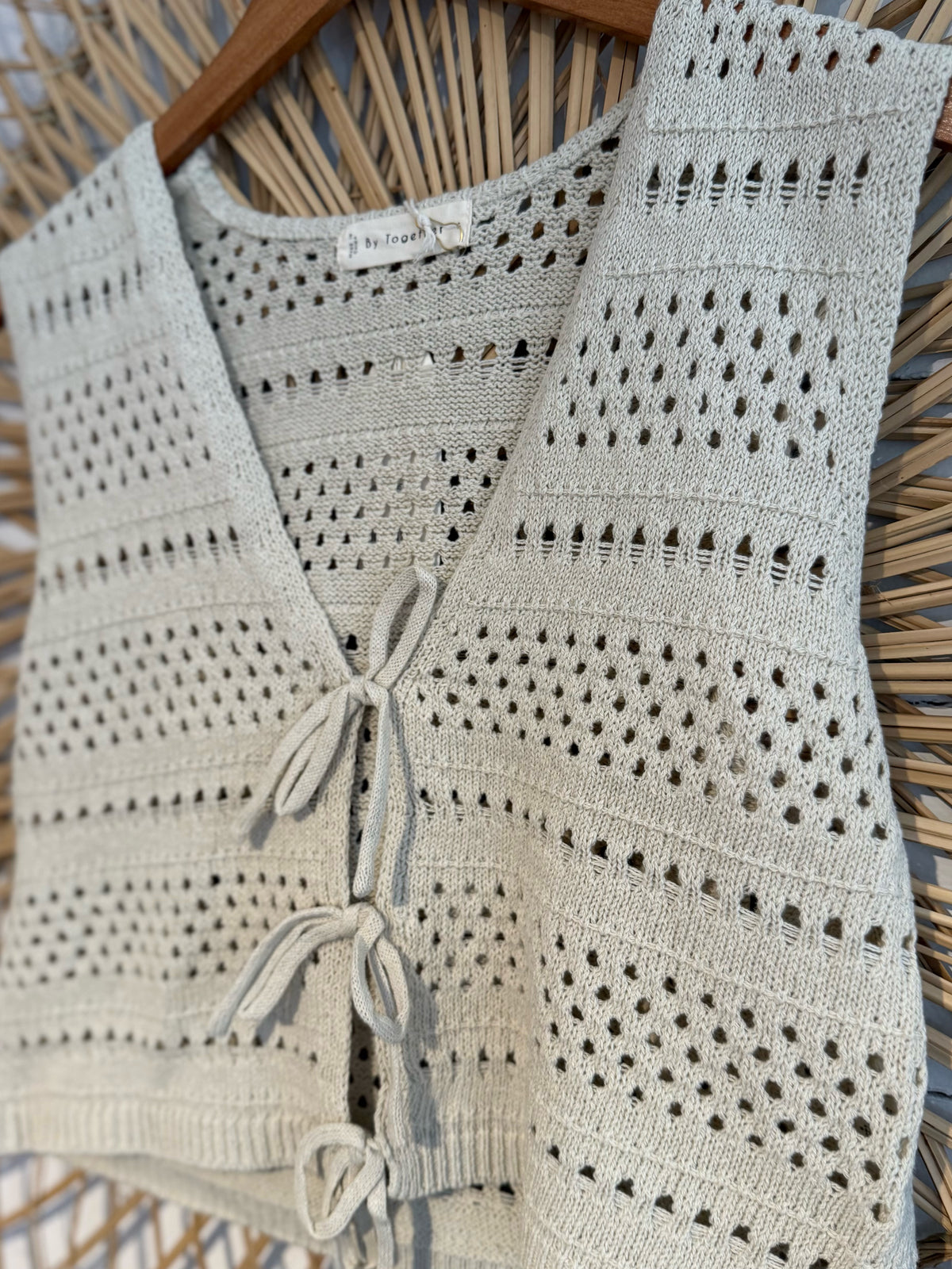 Boho Crochet Tie Front Sweater Vest