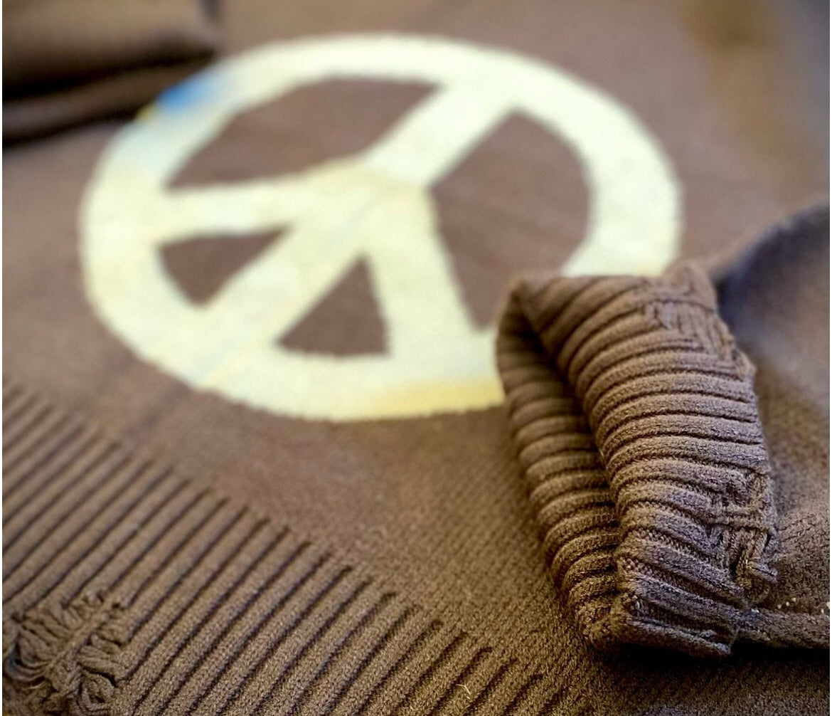 Boho Shabby Chic Peace Sign Sweater