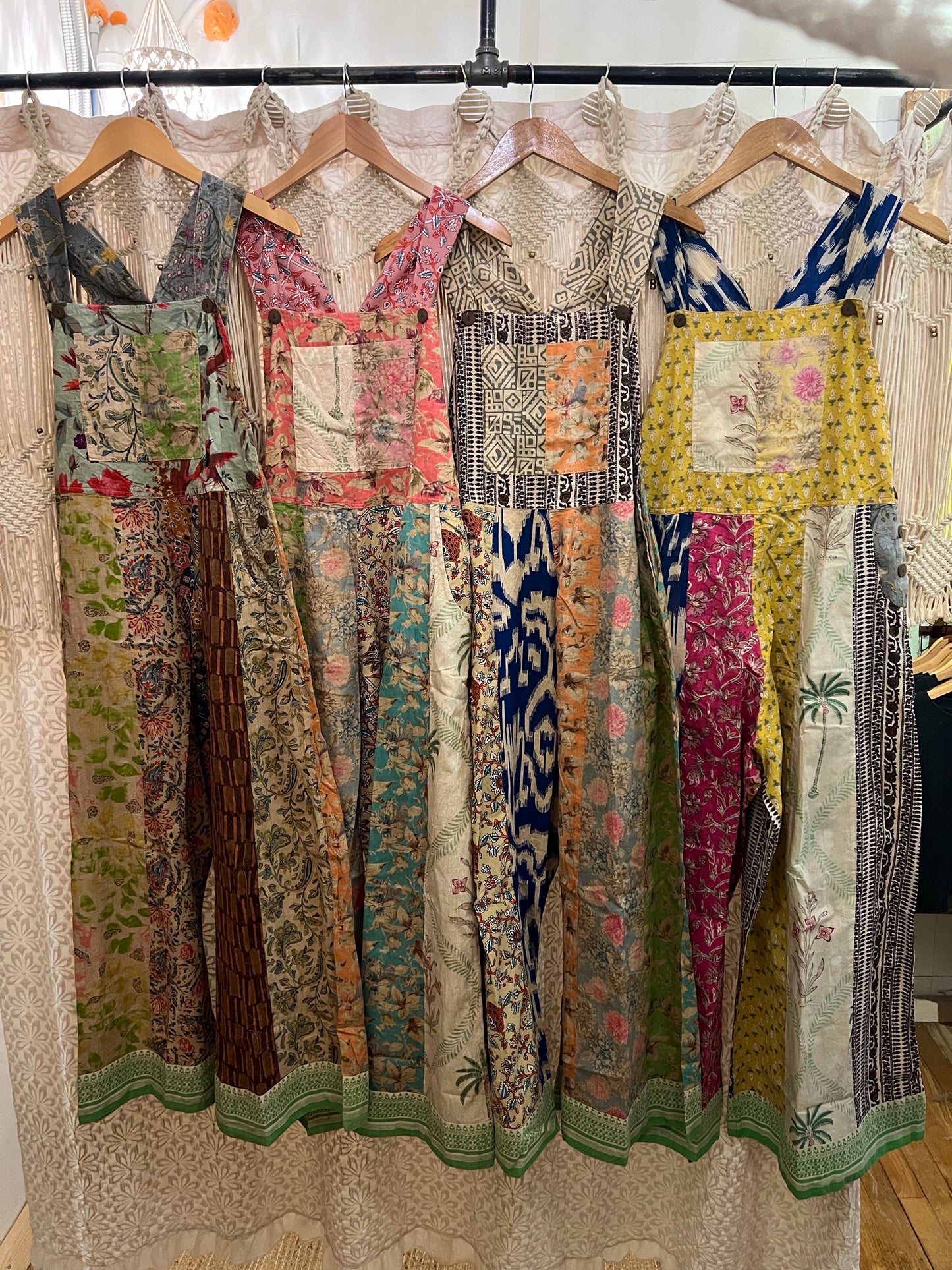 Boho Unique Patchwork Wide Leg Overalls