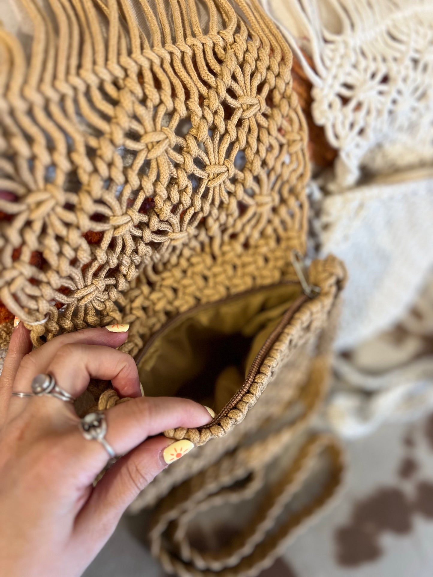 Boho Macrame Fringe Crossbody Purse