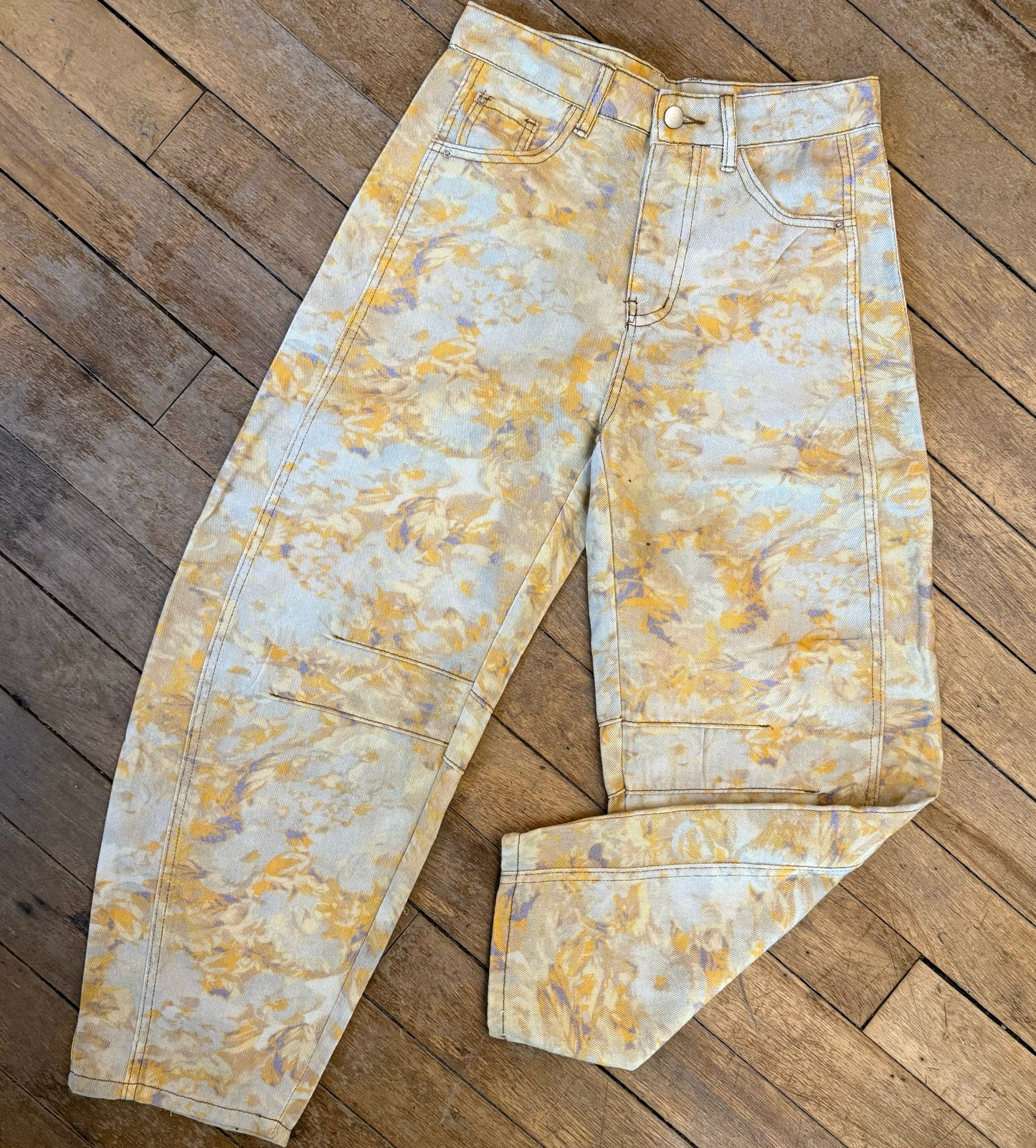 Boho Floral Barrel Jeans