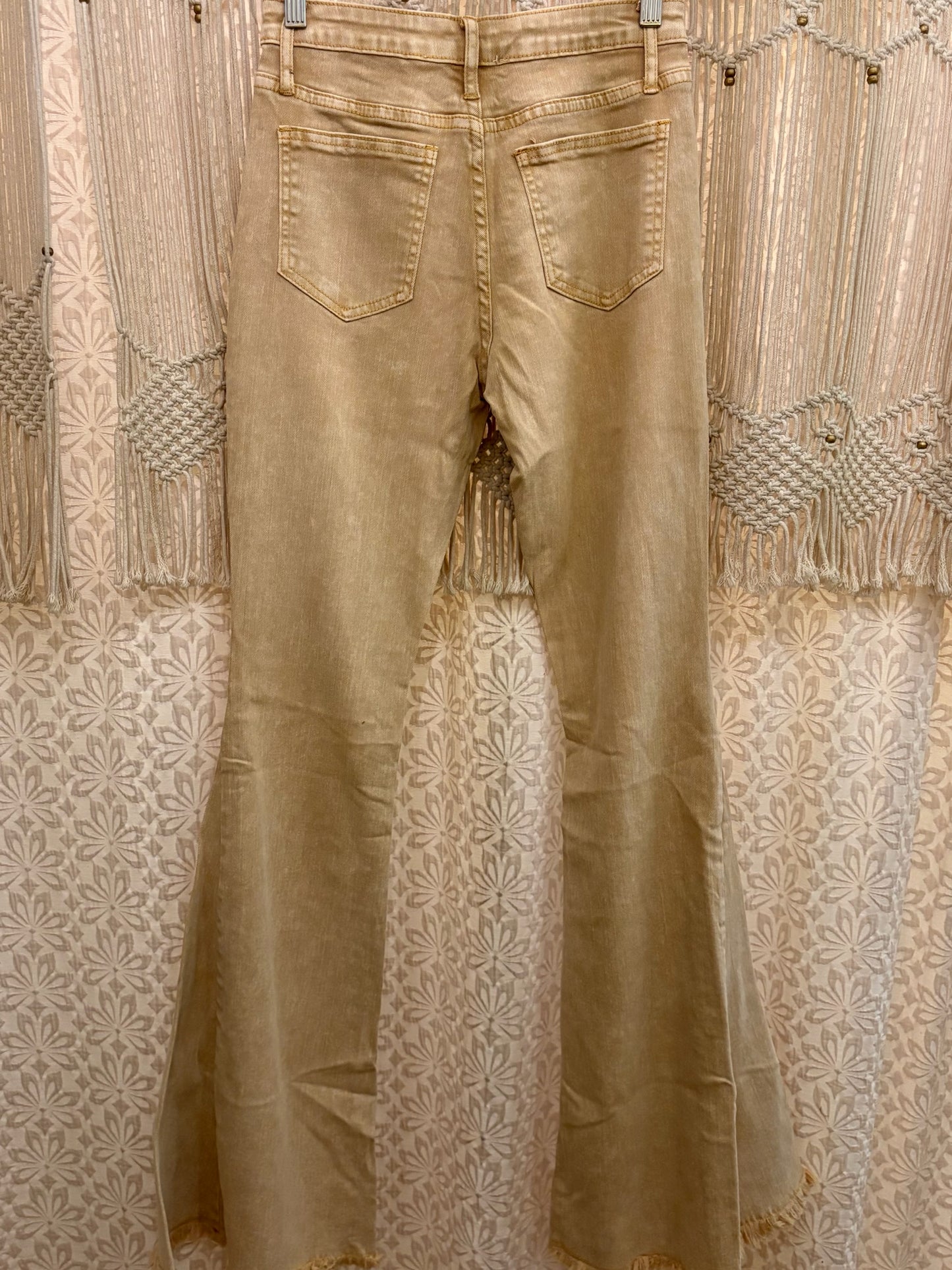 Boho Western Acid Wash Denim Bell Bottoms