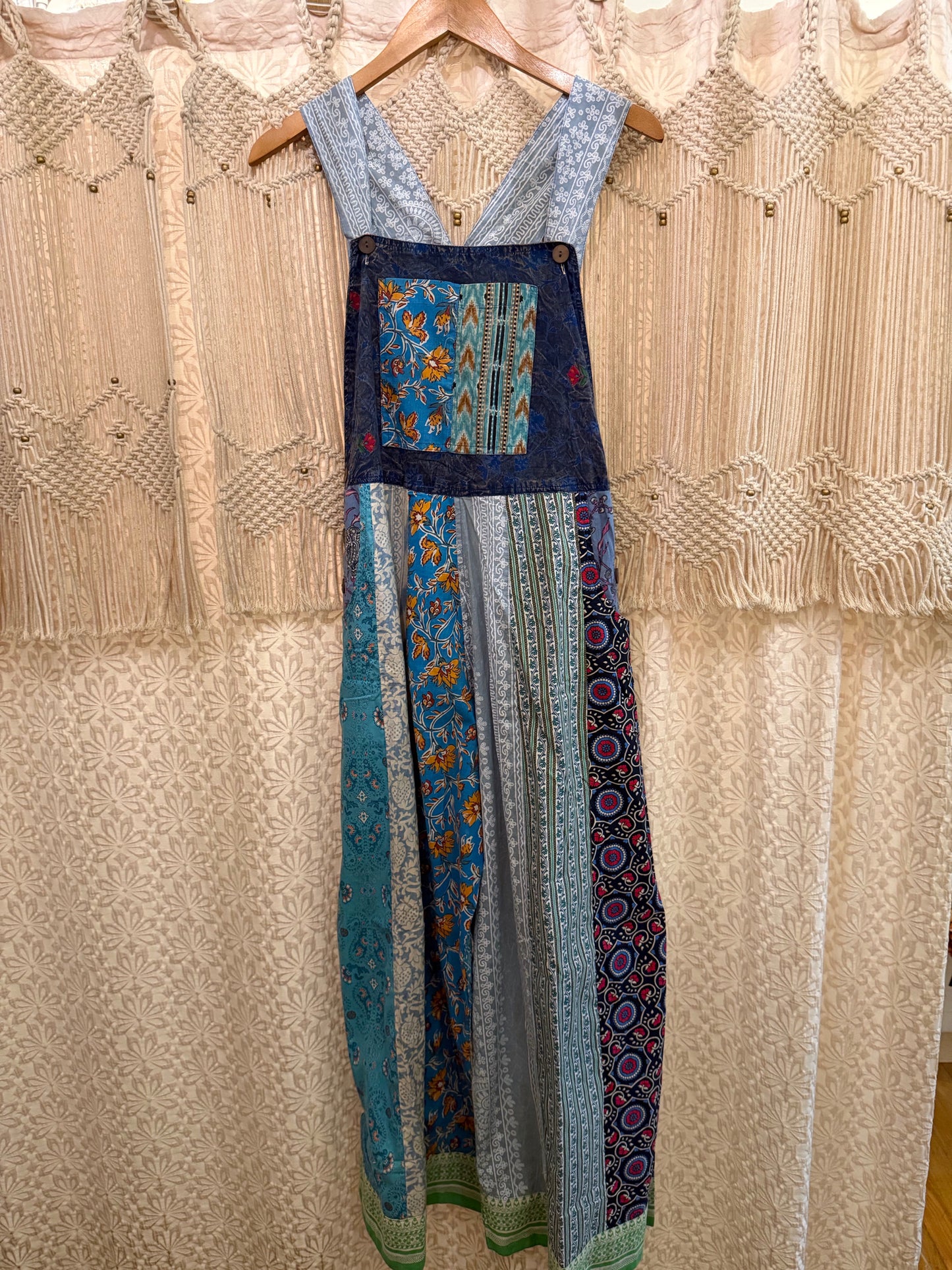 Boho Unique Patchwork Wide Leg Overalls