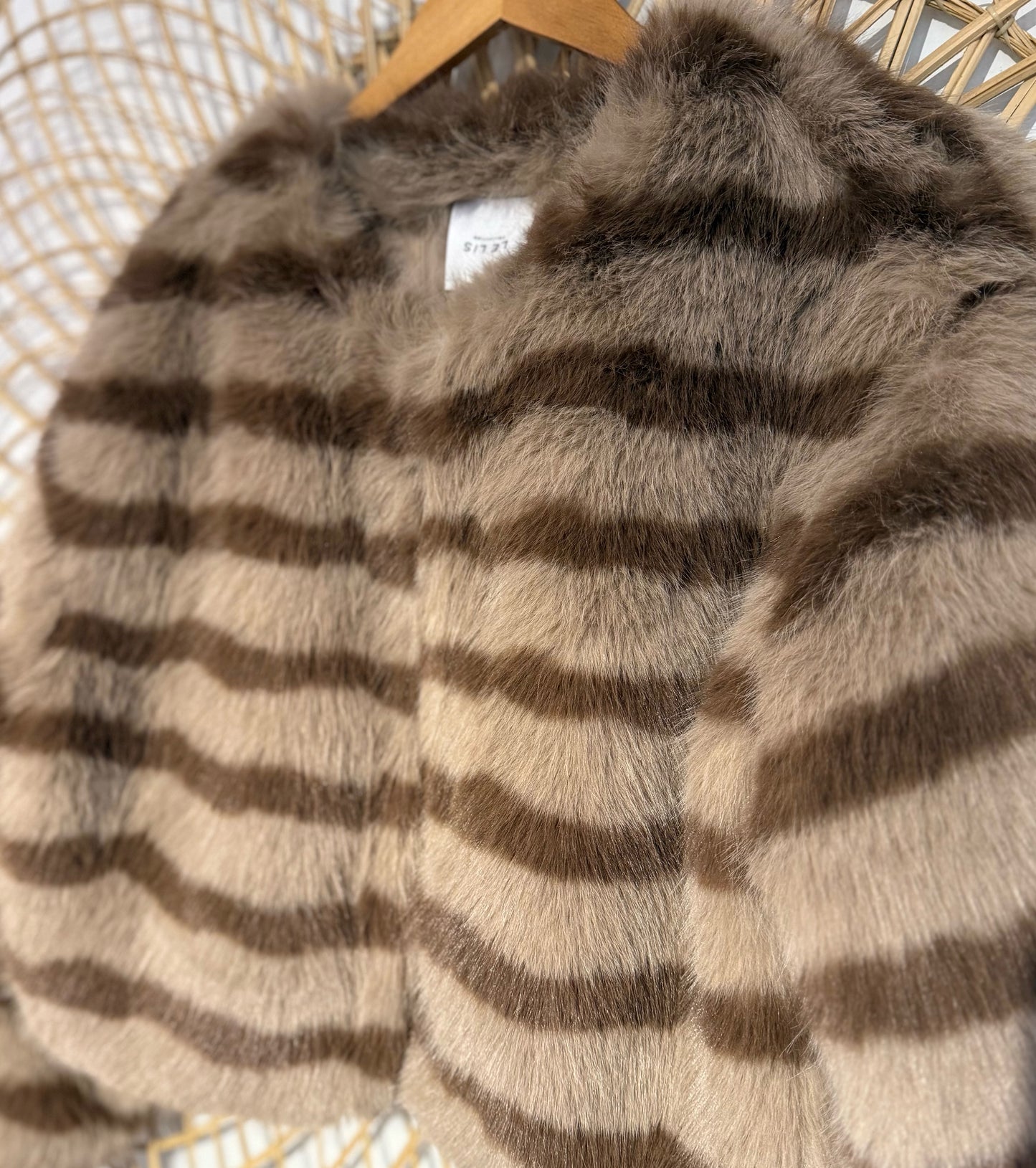 Boho Chic Striped Faux Fur Jacket