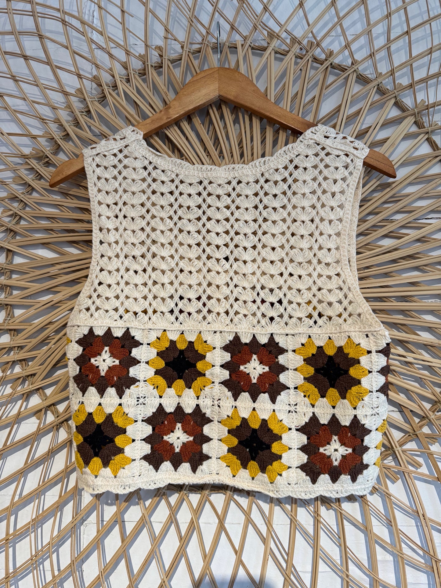 Boho Crochet Granny Square Vest