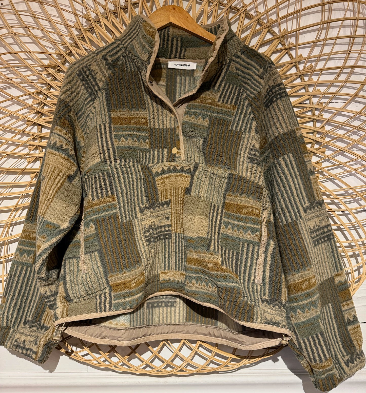 Boho Hipster Aztec Snap Pullover Fleece