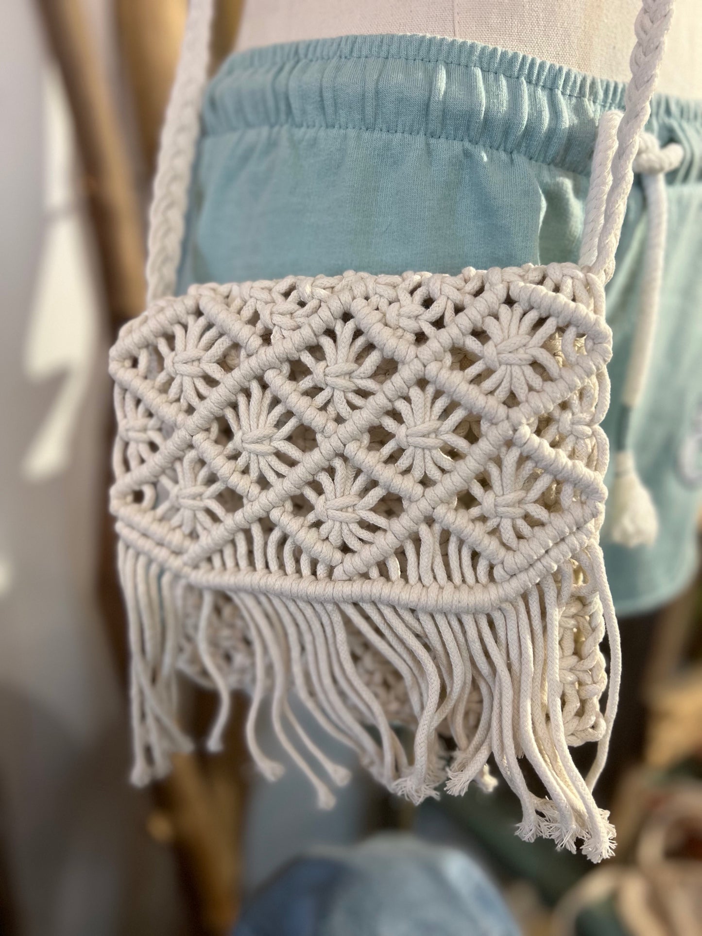 Boho Macrame Fringe Crossbody Purse