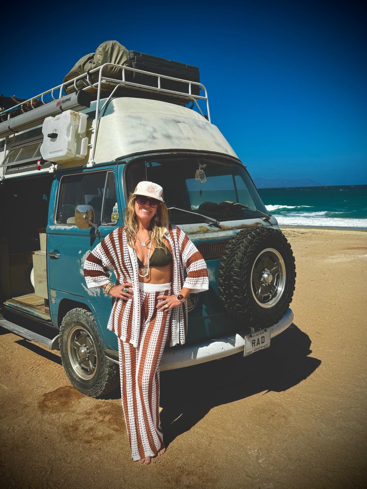 Brown/White Crochet Pants