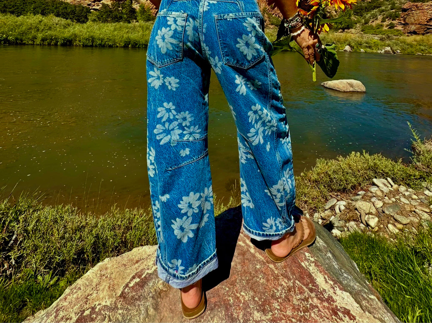 Boho Daisy Barrel Jeans