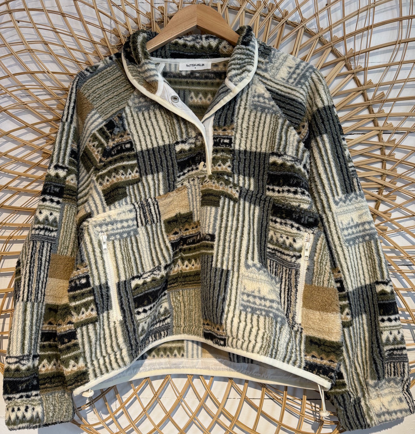 Boho Hipster Aztec Snap Pullover Fleece