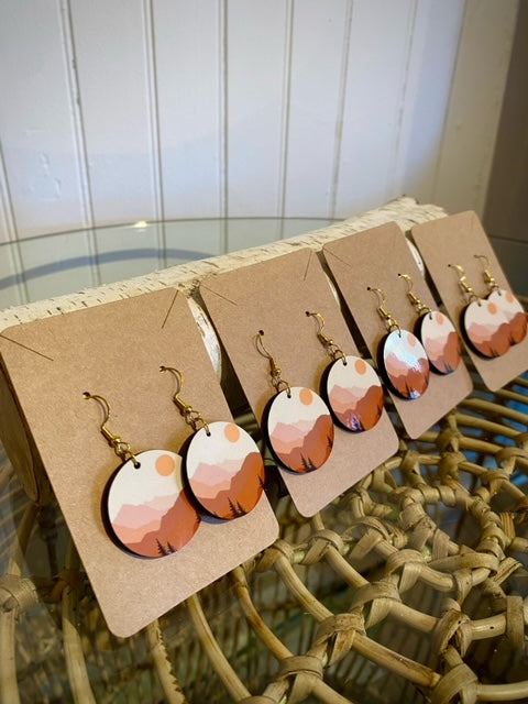 Rise Round Boho Mountain Earrings