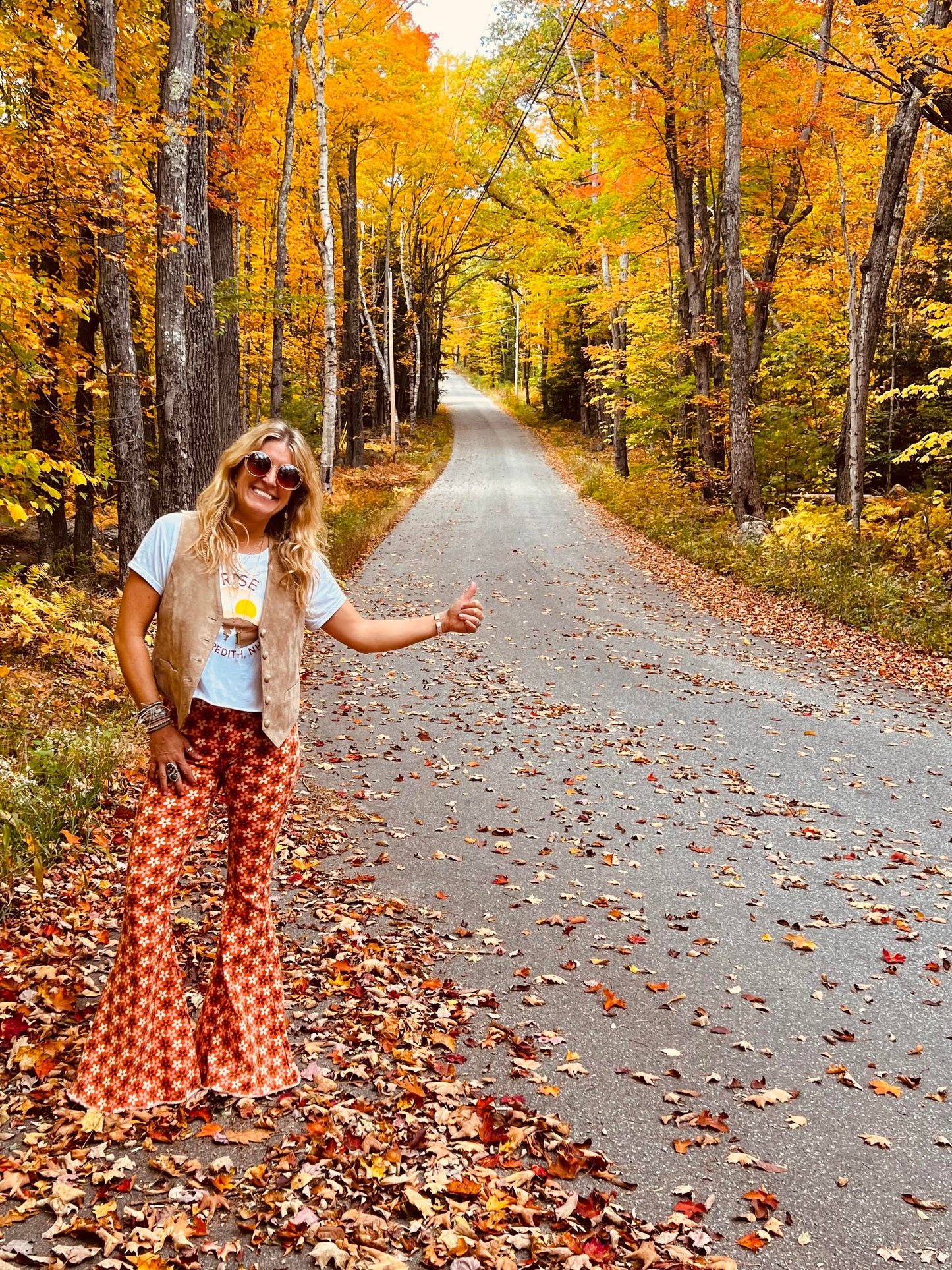 Orange Floral Bell Bottoms