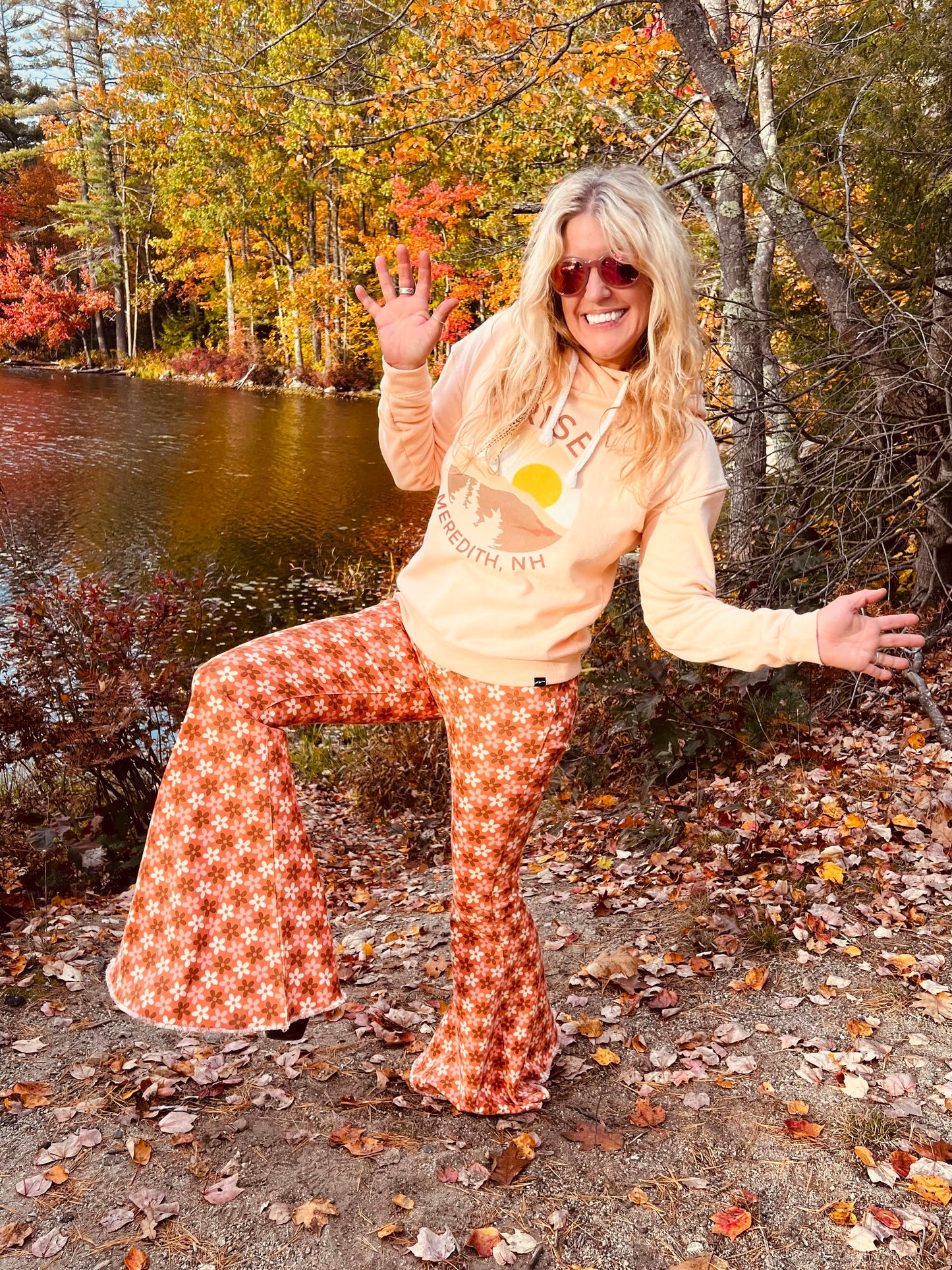 Orange Floral Bell Bottoms