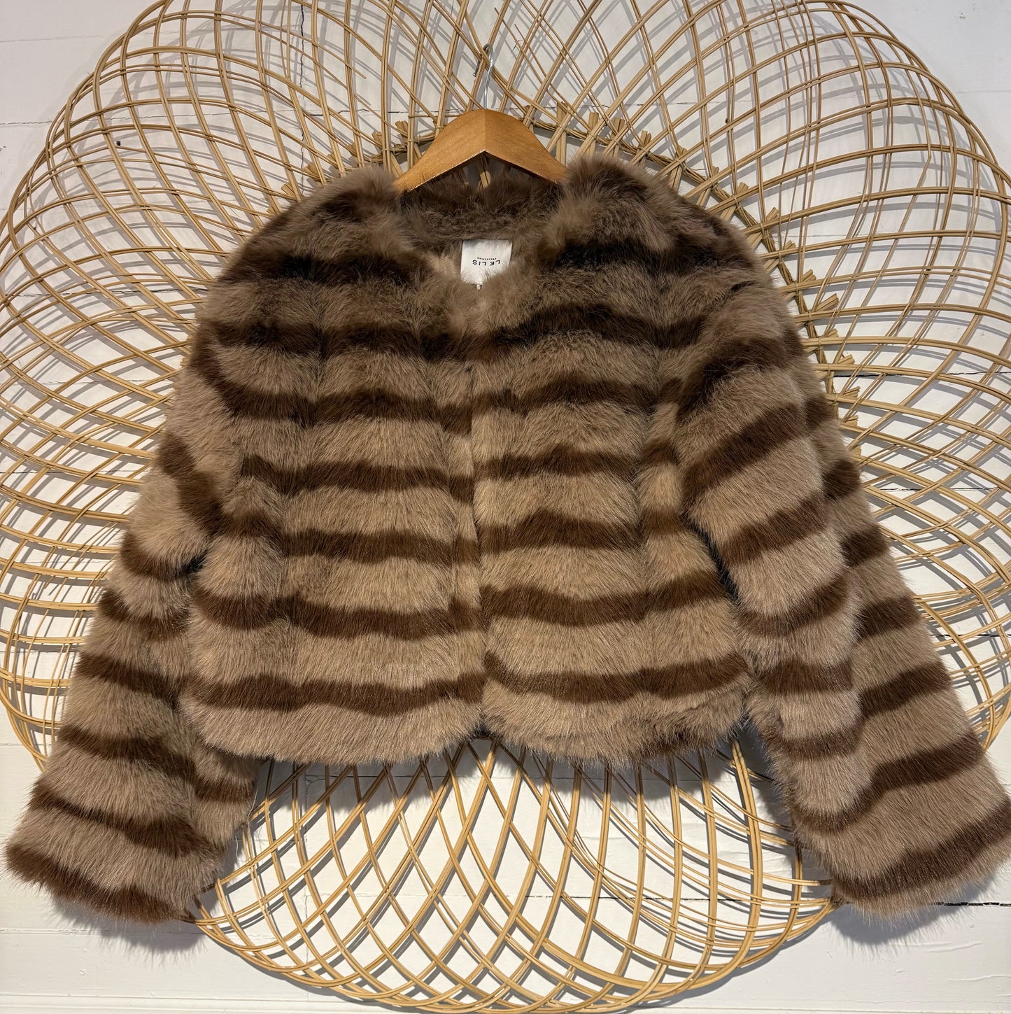 Boho Chic Striped Faux Fur Jacket