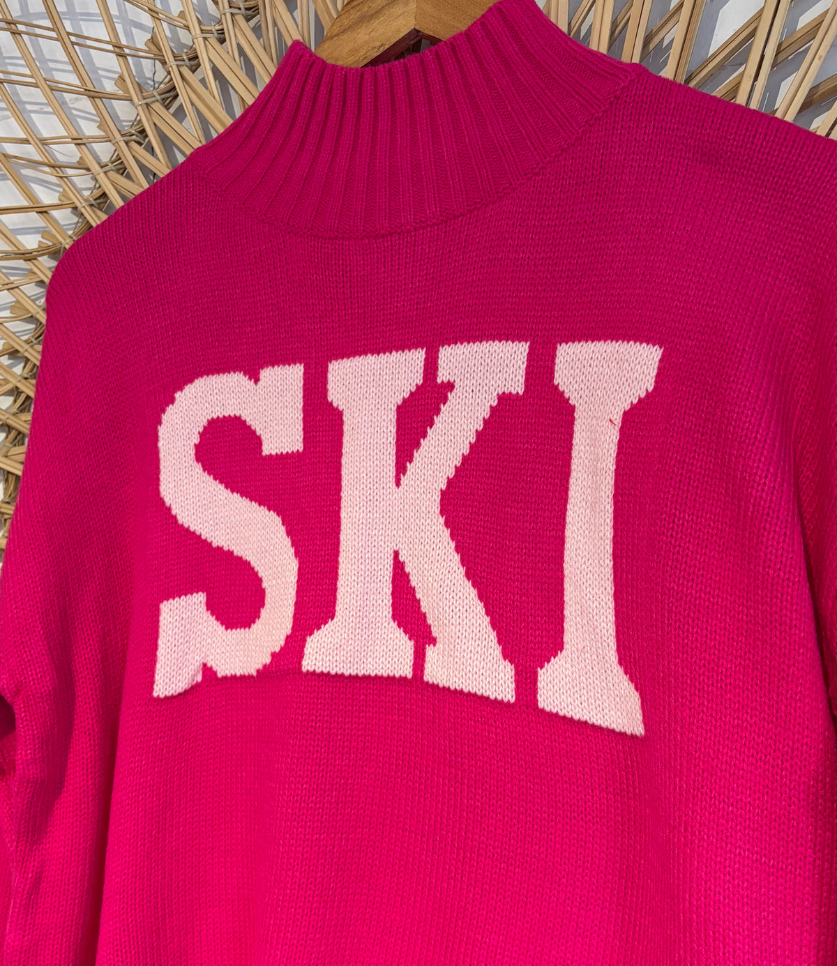 Hipster Cozy Knit Mock Neck "Ski" Sweater