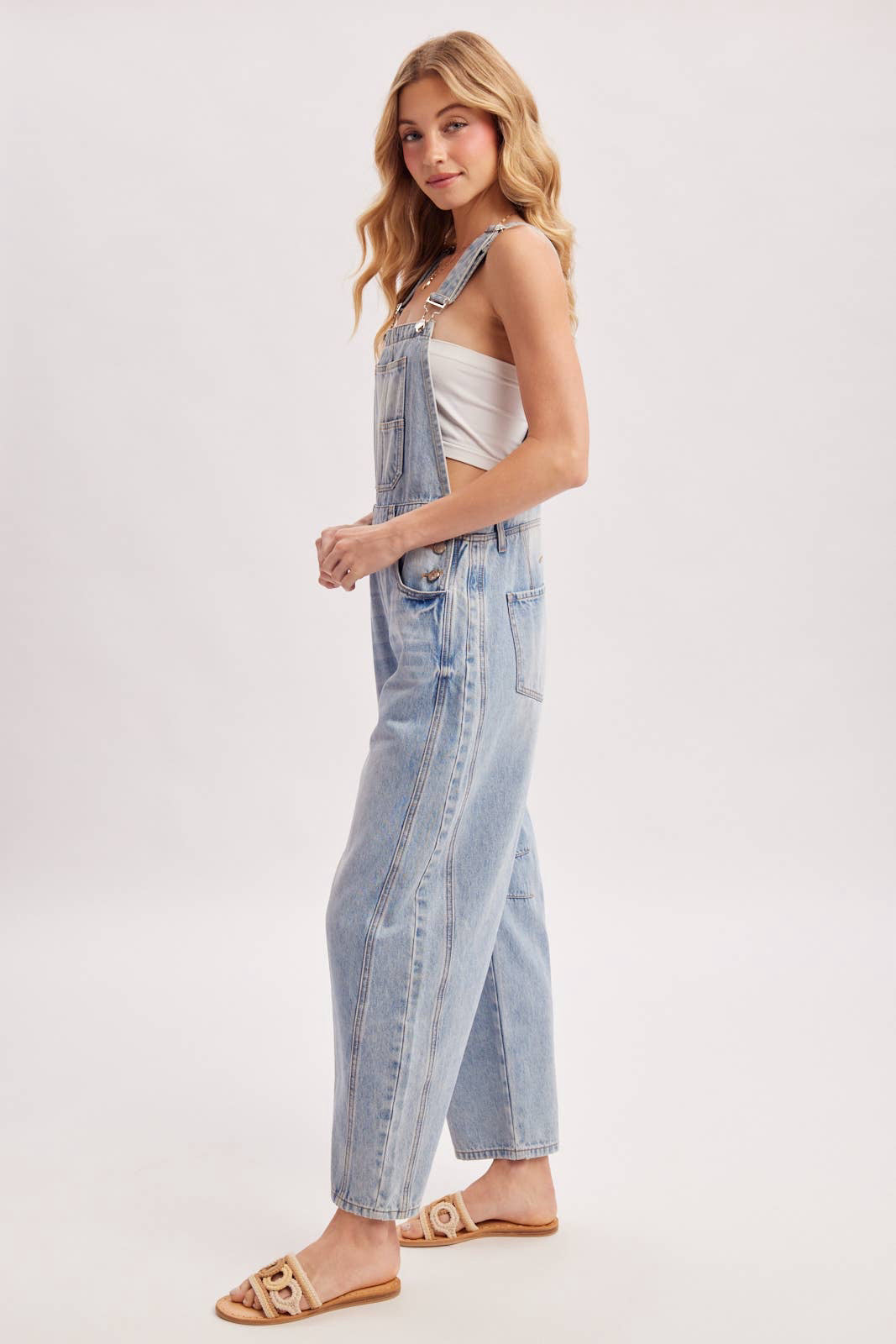 Boho Hippy Denim Barrel Overalls