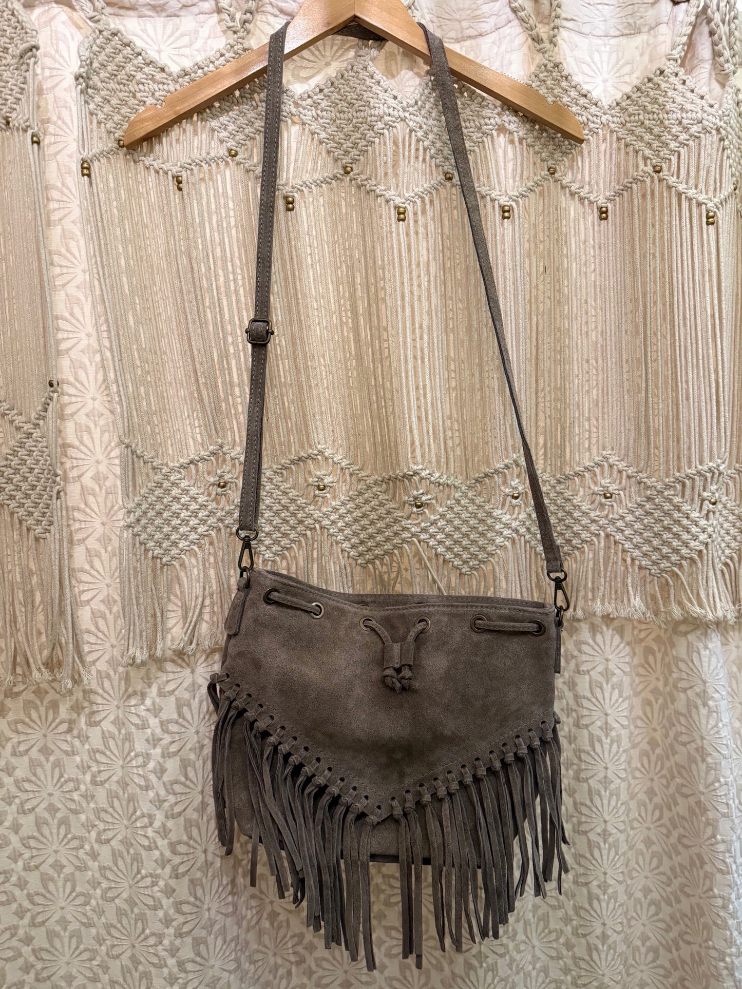 Boho Suede Fringe Festival Bag