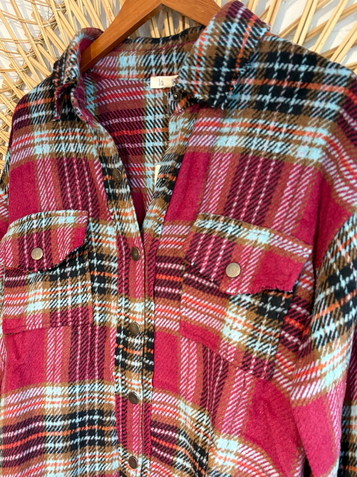 Boho Hippy Cozy Plaid Button Up Shacket