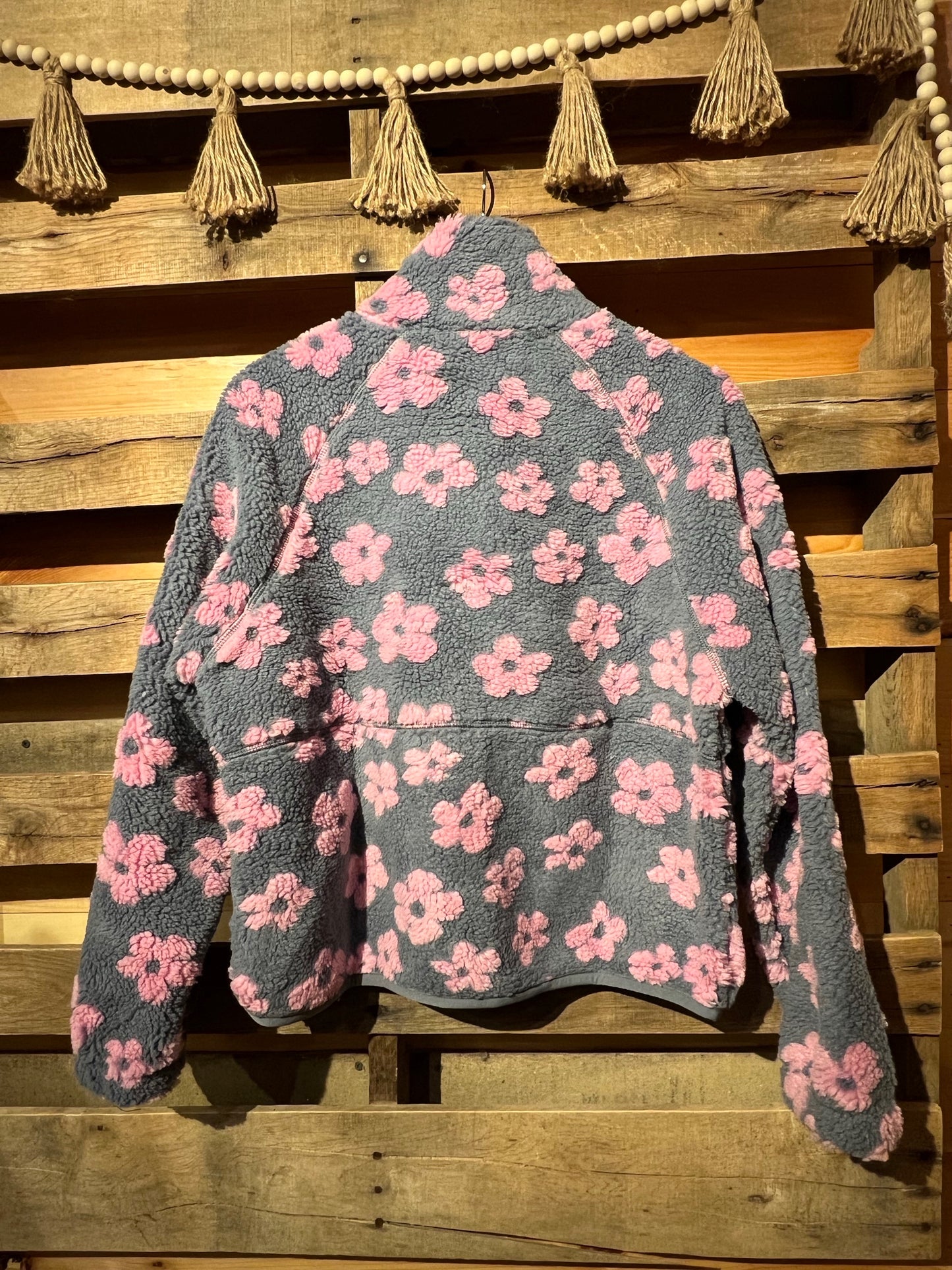 Boho Floral Sherpa Zip Up Jacket