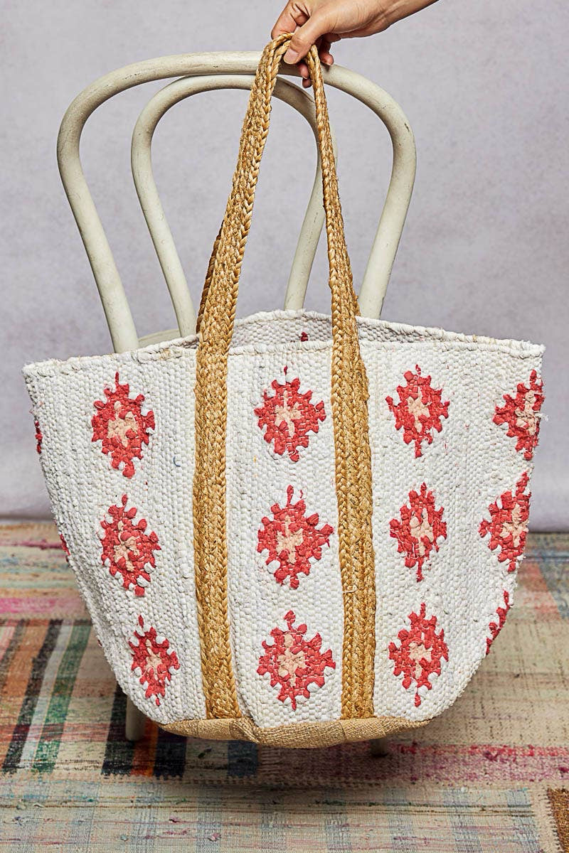 Boho Woven Large Straw Tote Bag