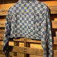 L Hipster Checkerboard Crop Denim Jacket