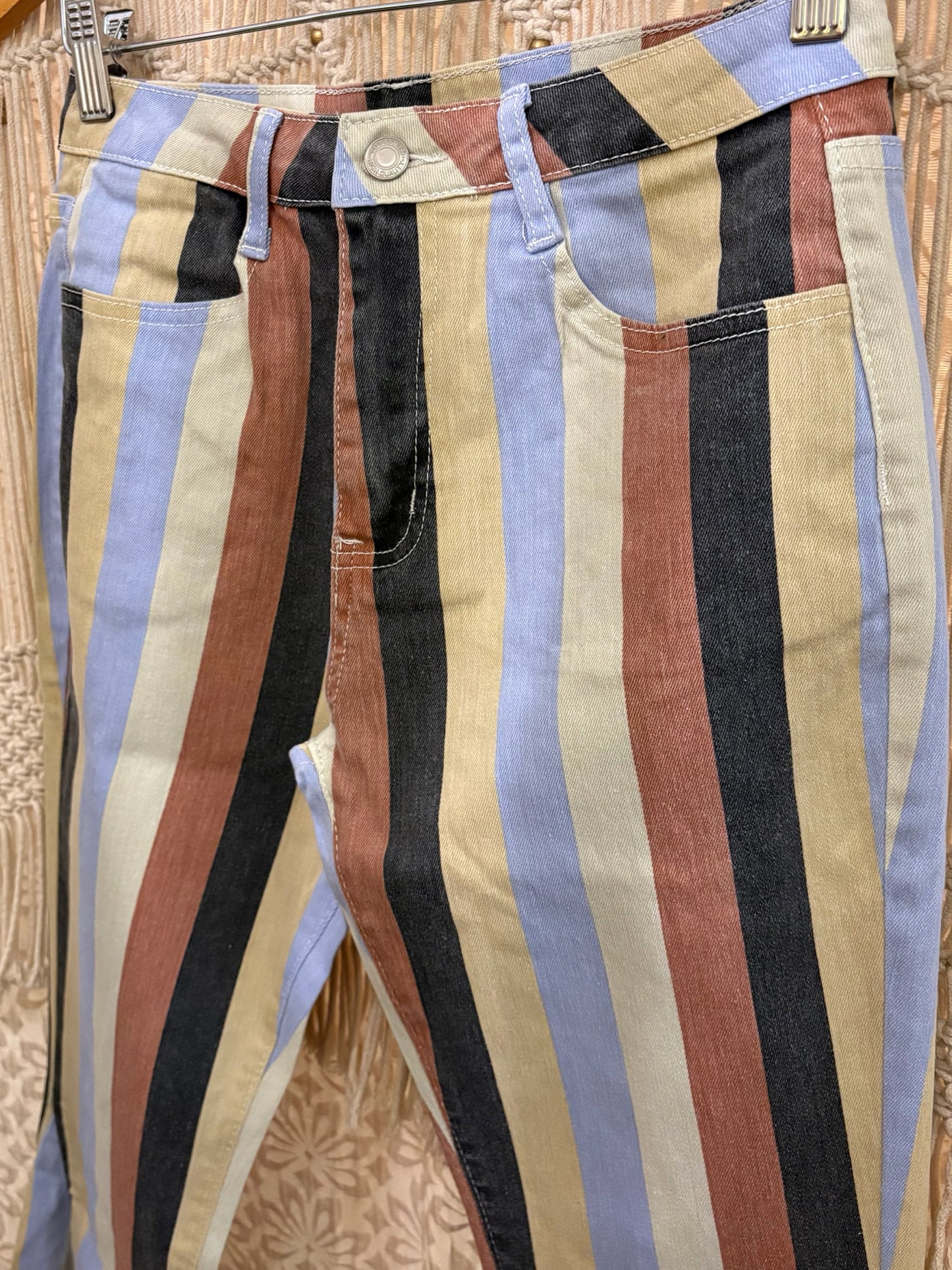 Boho Hippy Striped Denim Bell Bottoms