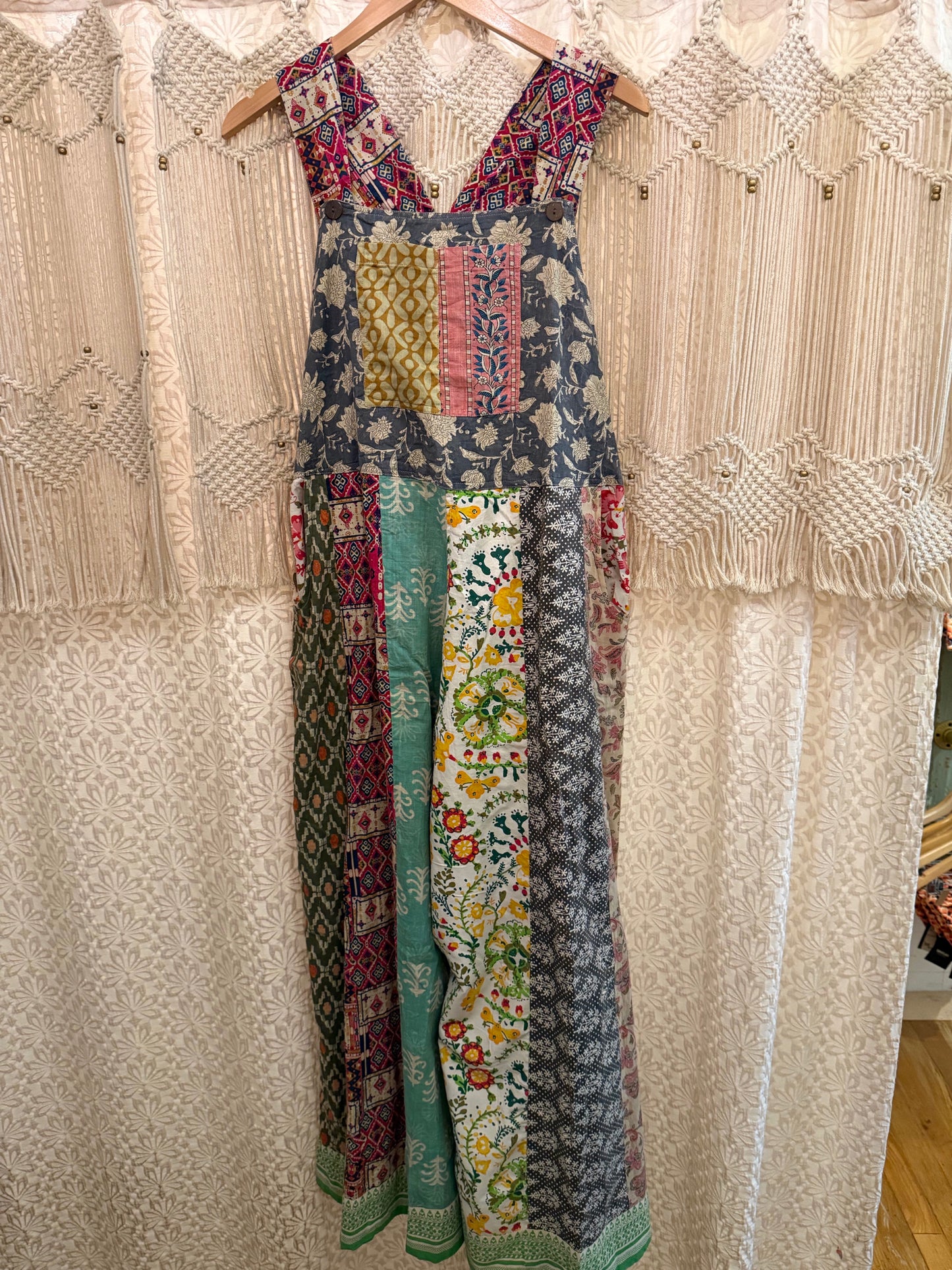 Boho Unique Patchwork Wide Leg Overalls