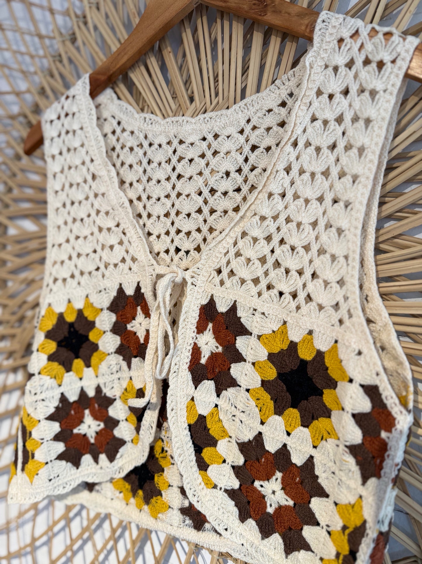 Boho Crochet Granny Square Vest