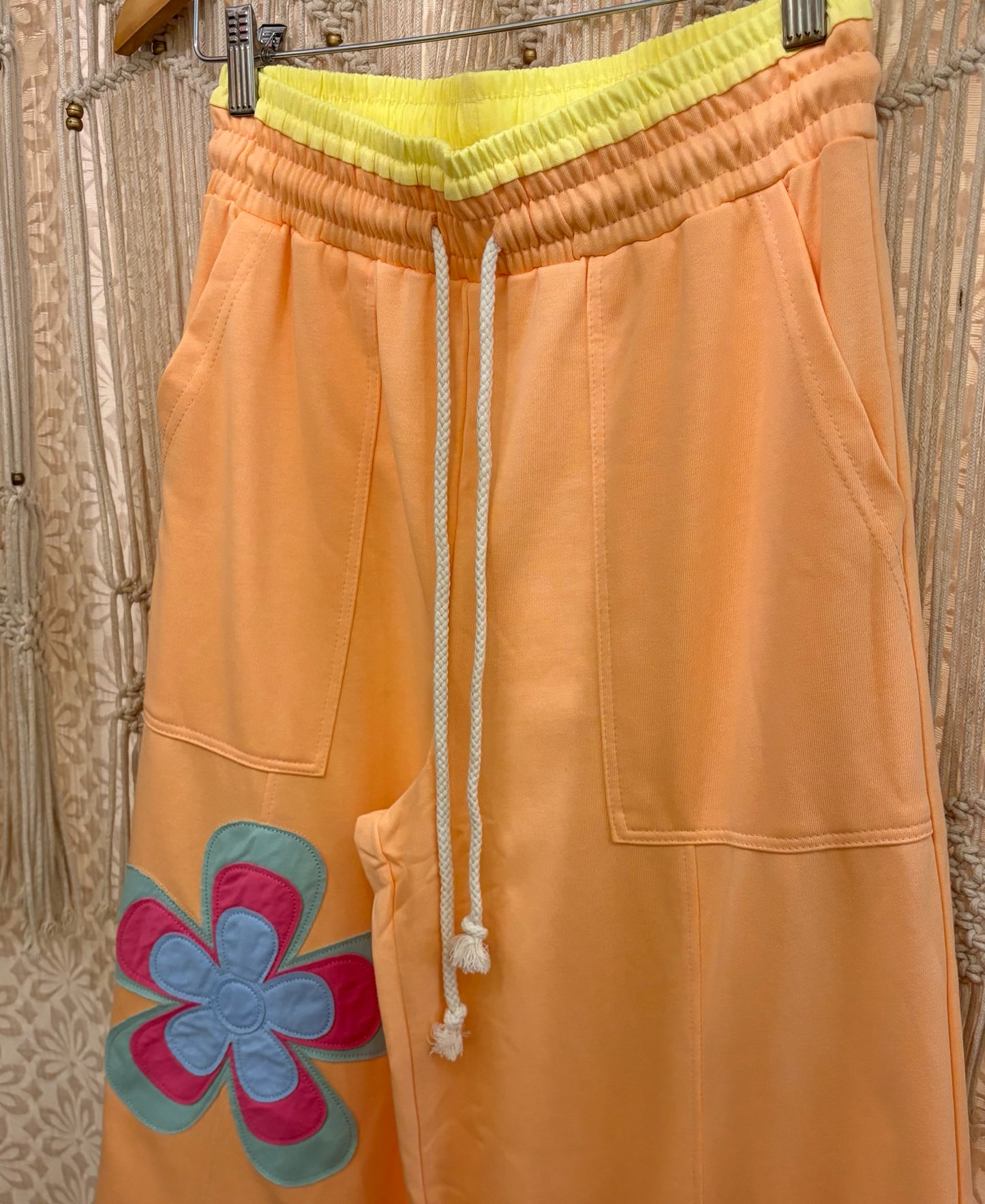 Boho Funky Retro Floral Wide Leg Sweatpants