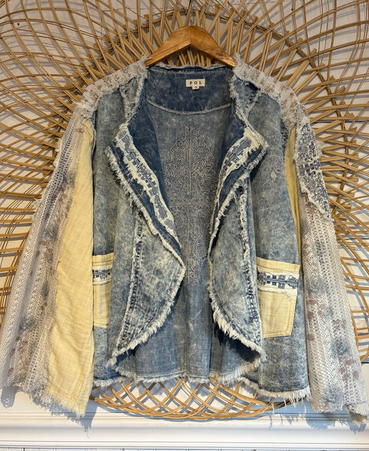 Boho Hippy Denim Patchwork Wide Sleeve Jacket