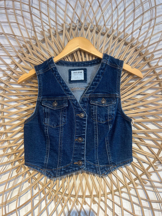 S Dark Wash Denim Vest