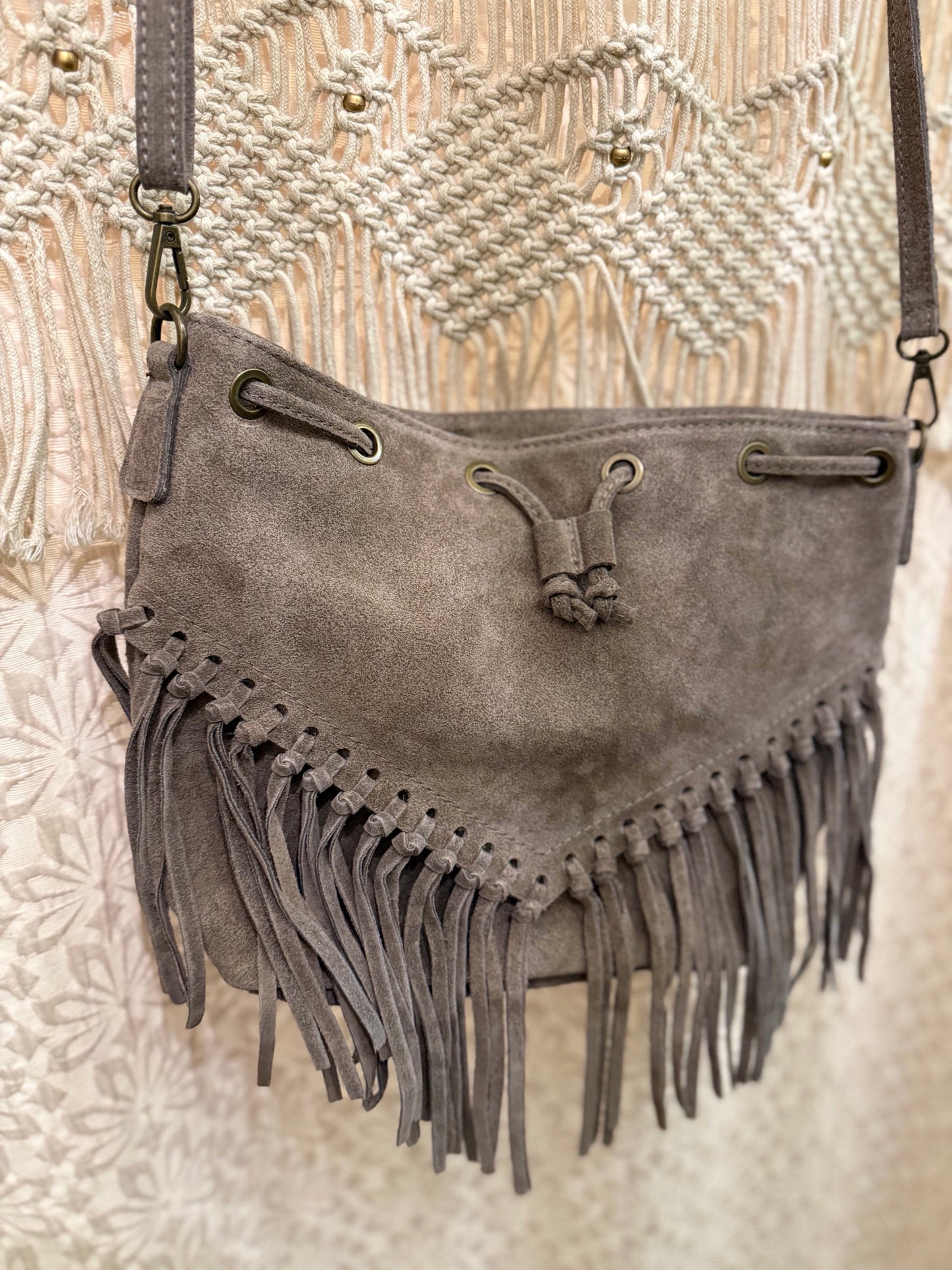 Boho Suede Fringe Festival Bag