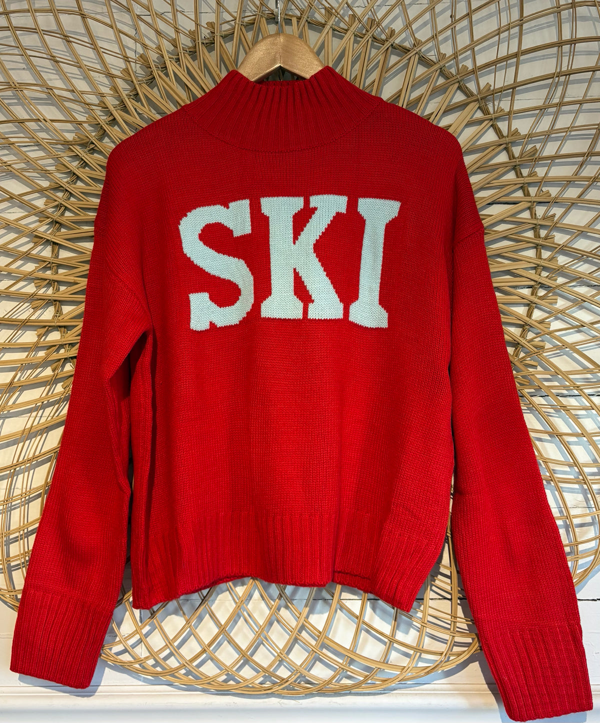 Hipster Cozy Knit Mock Neck "Ski" Sweater