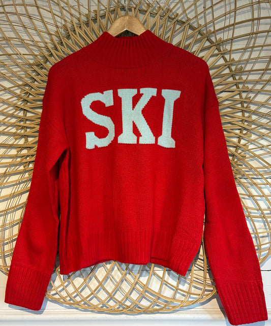 Hipster Cozy Knit Mock Neck "Ski" Sweater