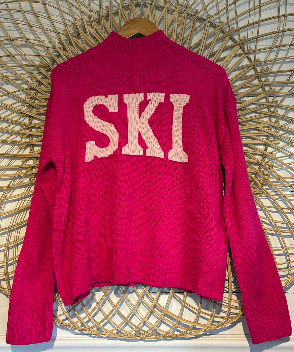 Hipster Cozy Knit Mock Neck "Ski" Sweater