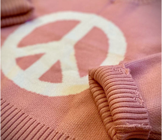 M Pink Vintage Hippie Peace Sweater