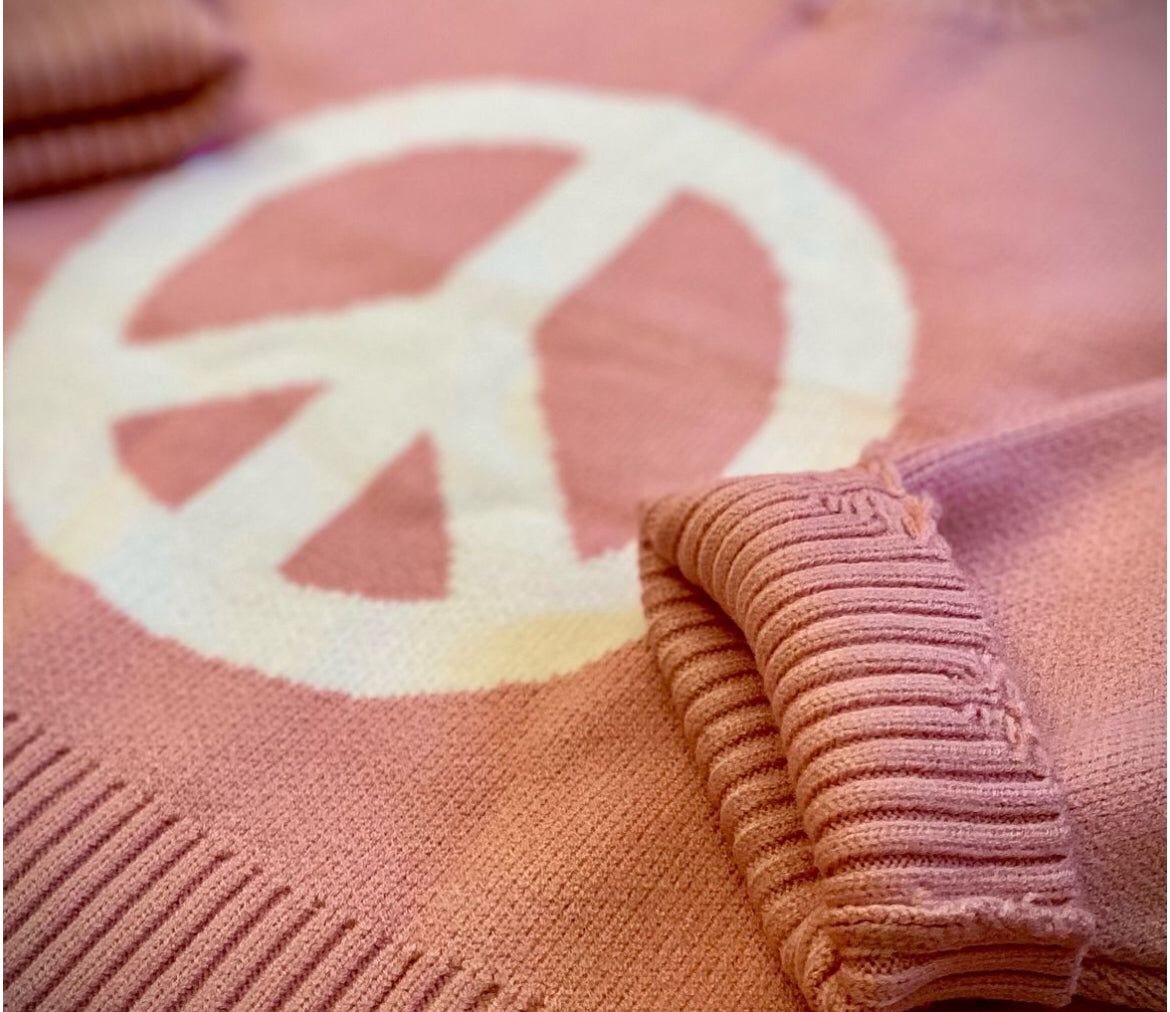 Boho Shabby Chic Peace Sign Sweater