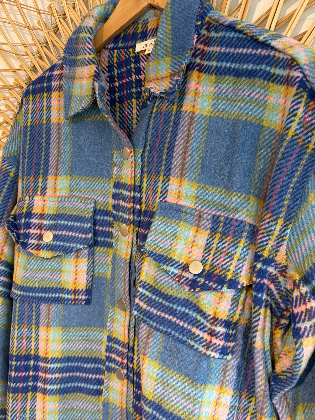 Boho Hippy Cozy Plaid Button Up Shacket