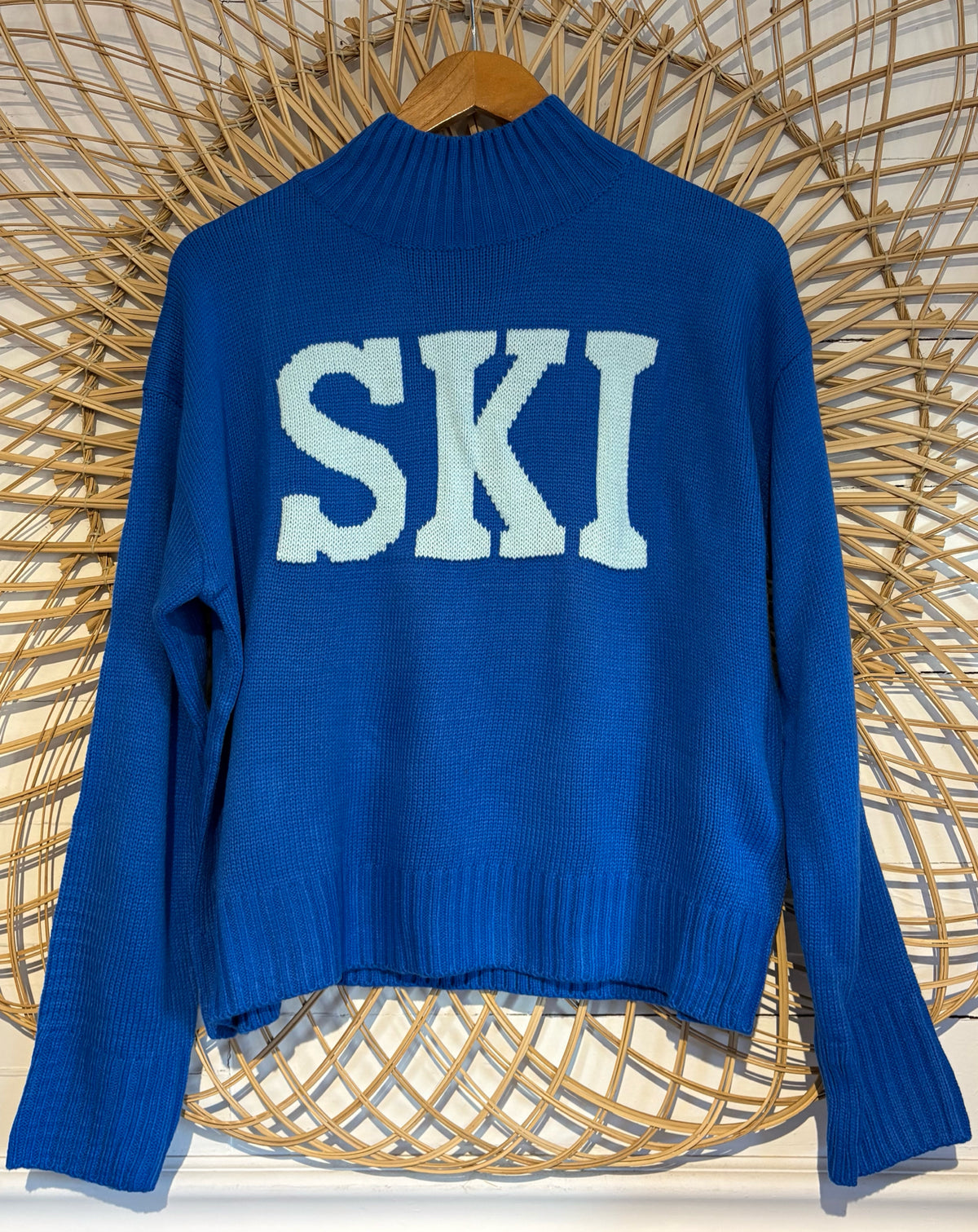 Hipster Cozy Knit Mock Neck "Ski" Sweater