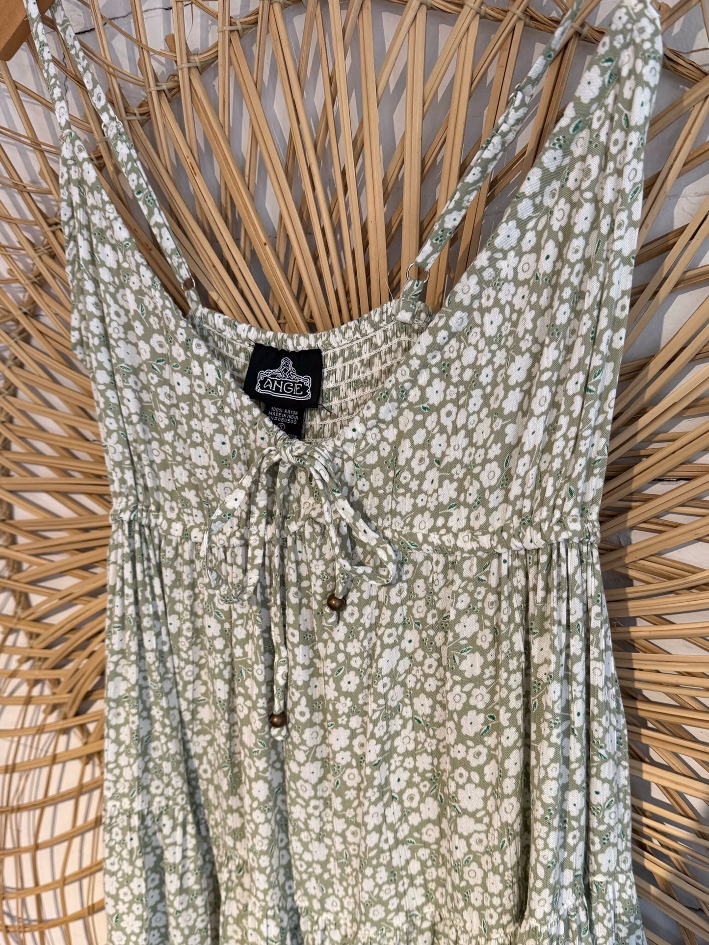Boho Floral Tie Front Tiered Dress