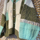 Boho Hippy Green Chunky Knit Patchwork Cardigan