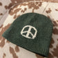 Knit Fleece Lined Peace Sign Beanie
