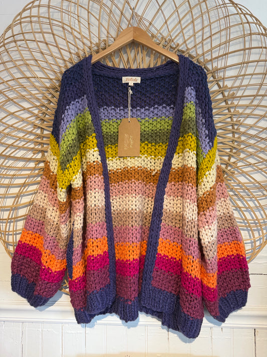 Striped Chunky Knit Cardigan