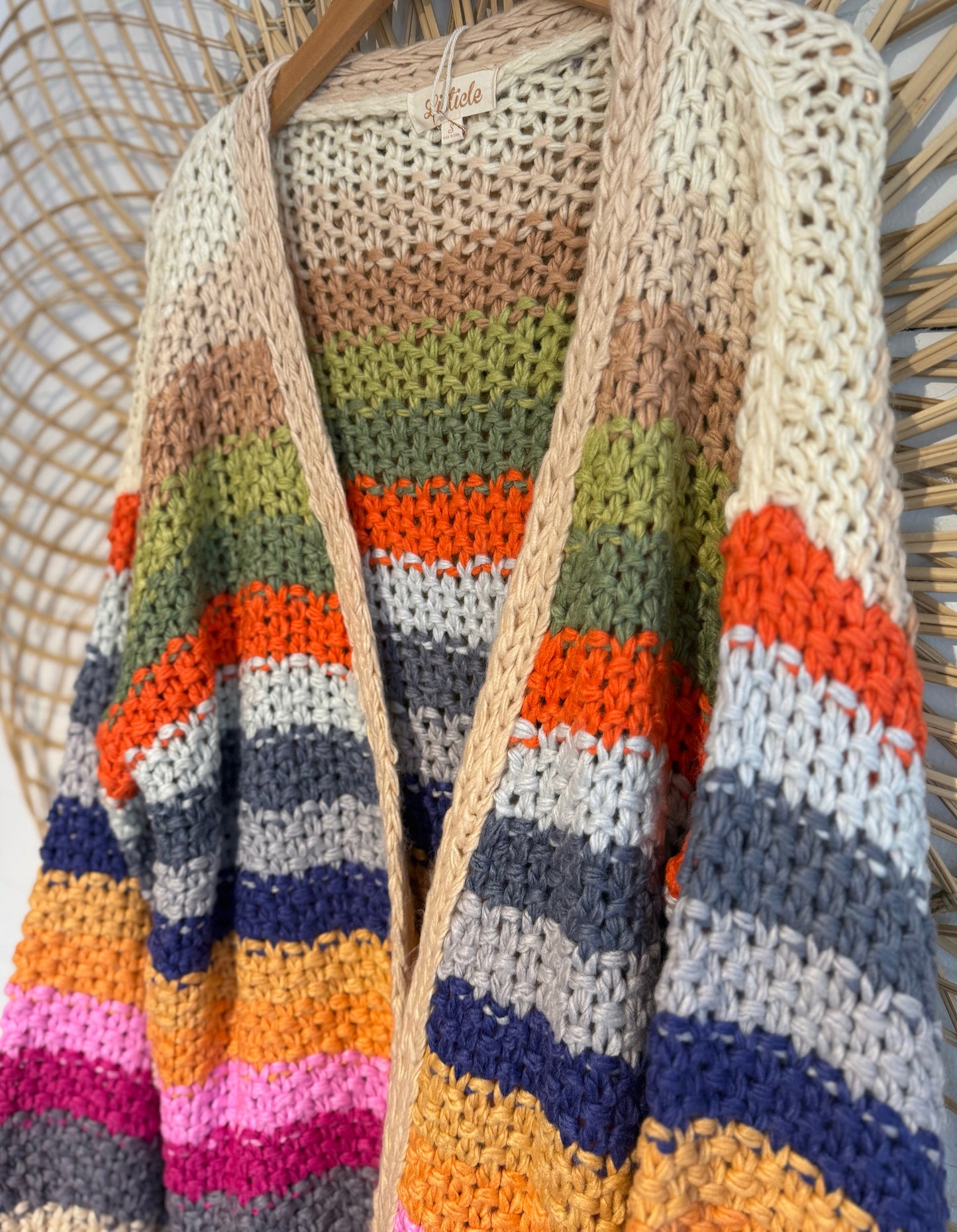 Striped Chunky Knit Cardigan