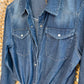 Boho Western Denim Tie Front Button Up Shirt