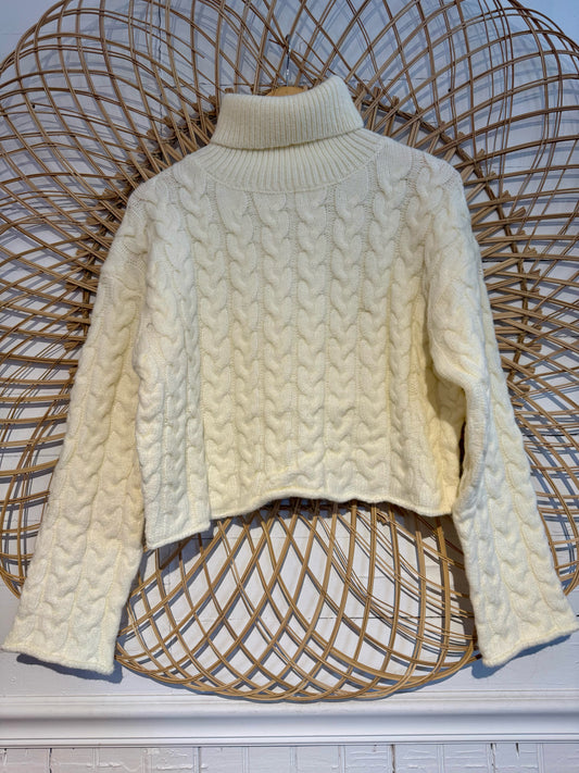Boho Cozy Cable Knit Turtleneck Sweater